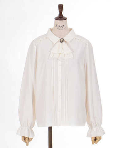 Blouse with Cameo & Jabot Brooch