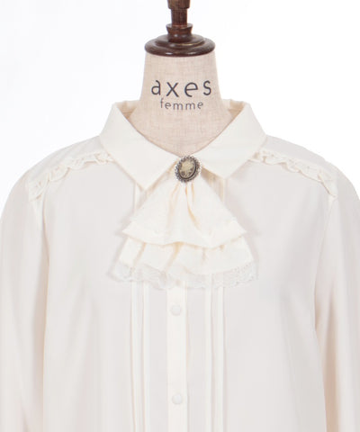 Blouse with Cameo & Jabot Brooch