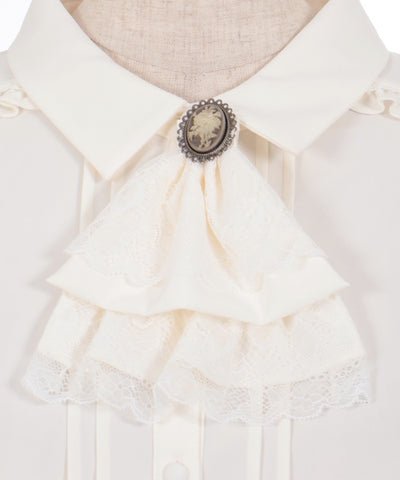 Blouse with Cameo & Jabot Brooch