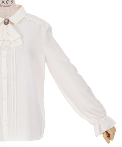 Blouse with Cameo & Jabot Brooch