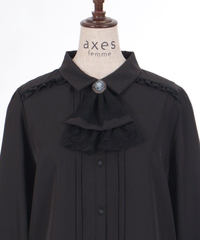 Blouse with Cameo & Jabot Brooch