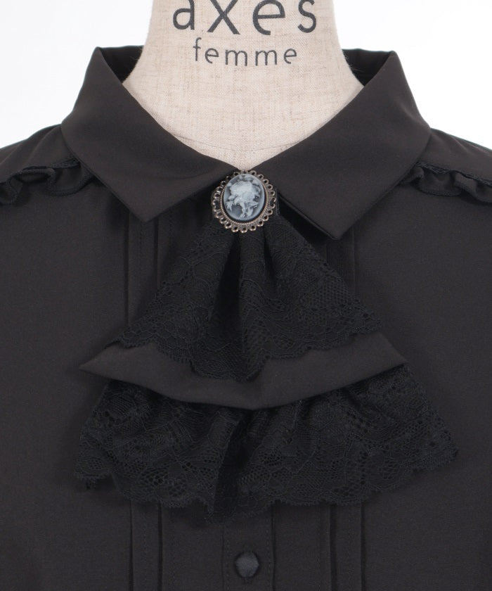 Blouse with Cameo & Jabot Brooch