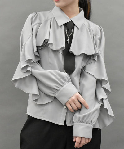 Ruffle Frill Blouse with Necktie