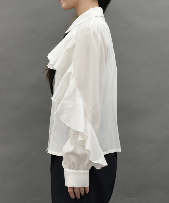 Ruffle Frill Blouse with Necktie