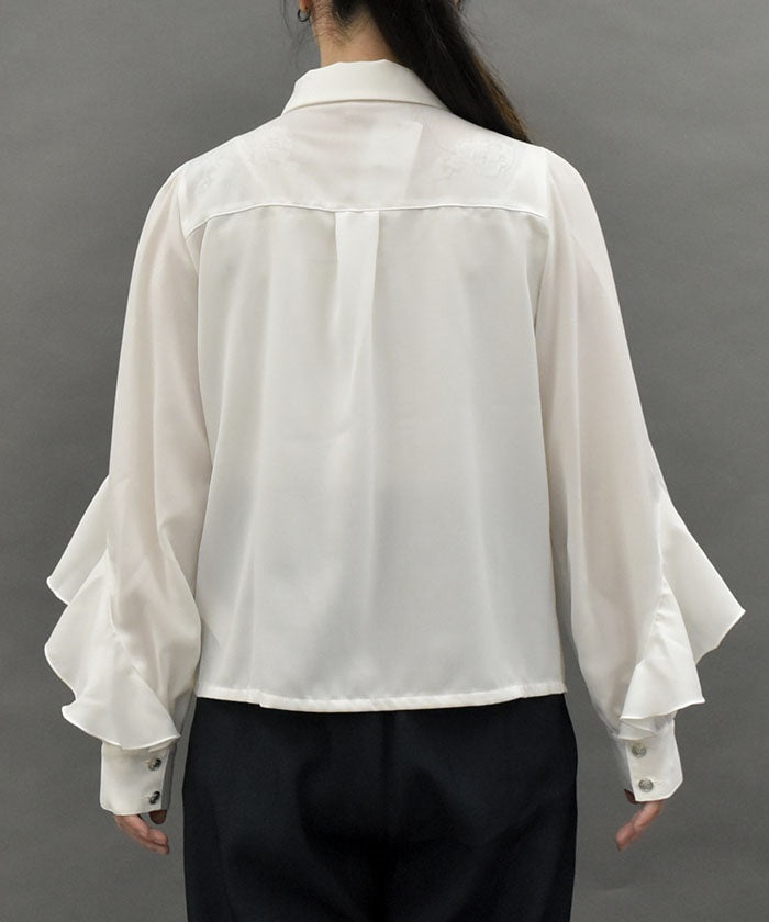 Ruffle Frill Blouse with Necktie