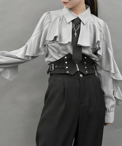 Ruffle Frill Blouse with Necktie