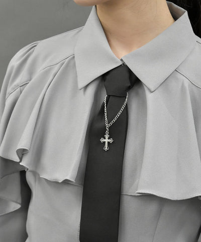 Ruffle Frill Blouse with Necktie