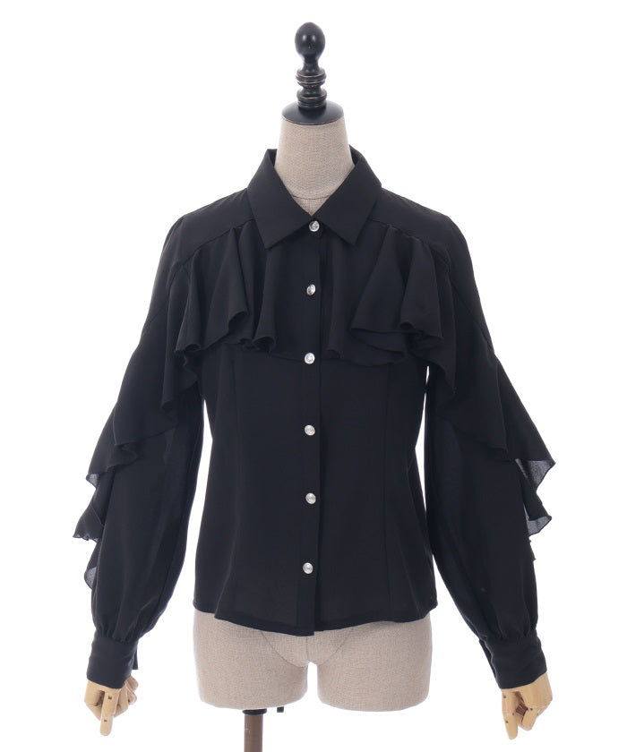 Ruffle Frill Blouse with Necktie