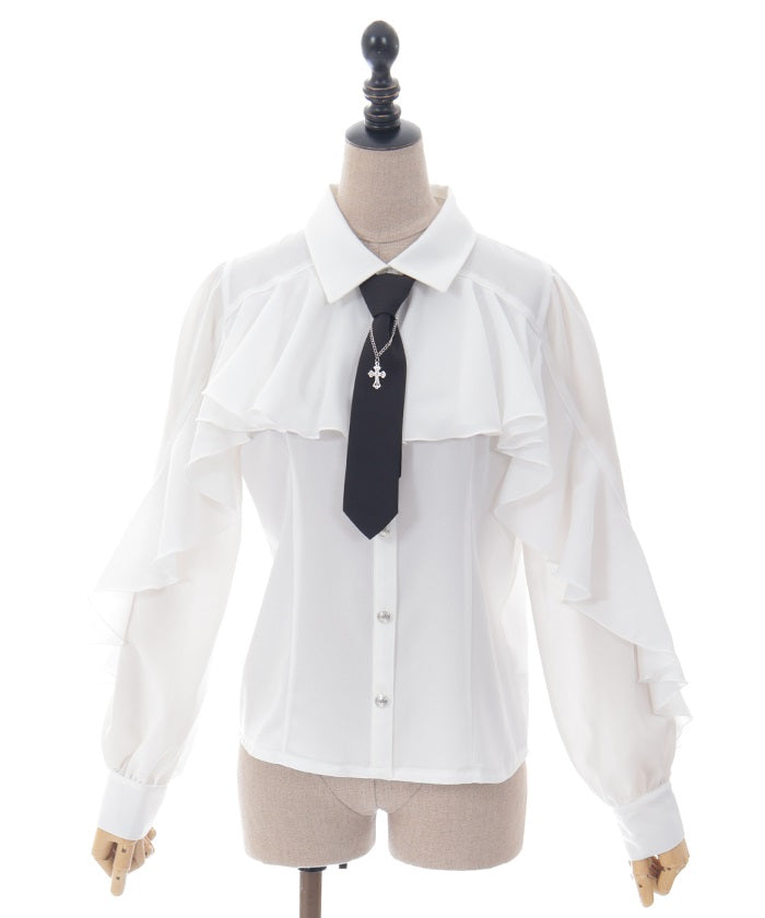 Ruffle Frill Blouse with Necktie