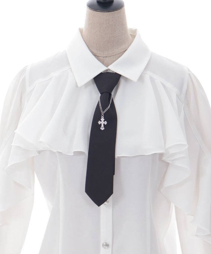 Ruffle Frill Blouse with Necktie