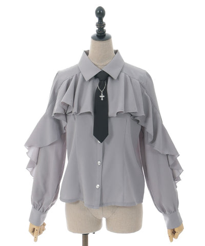 Ruffle Frill Blouse with Necktie