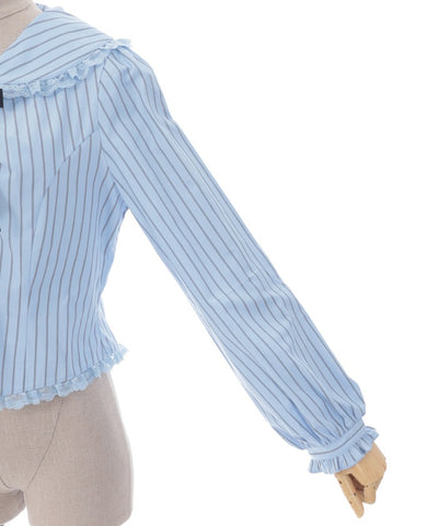 Pin Striped Blouse with Brooch