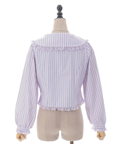 Pin Striped Blouse with Brooch