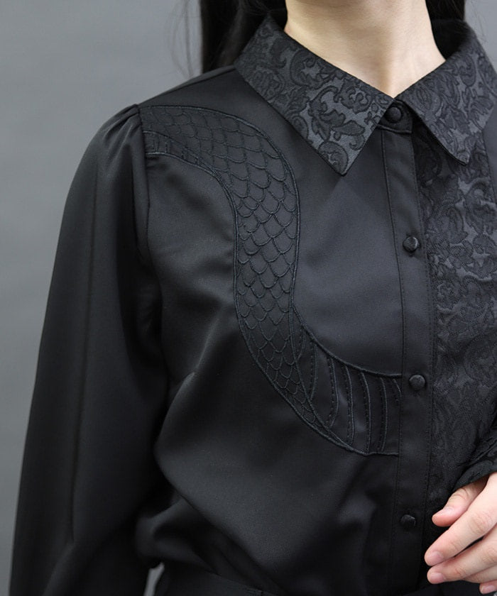 Snake Scale Embroidery Blouse