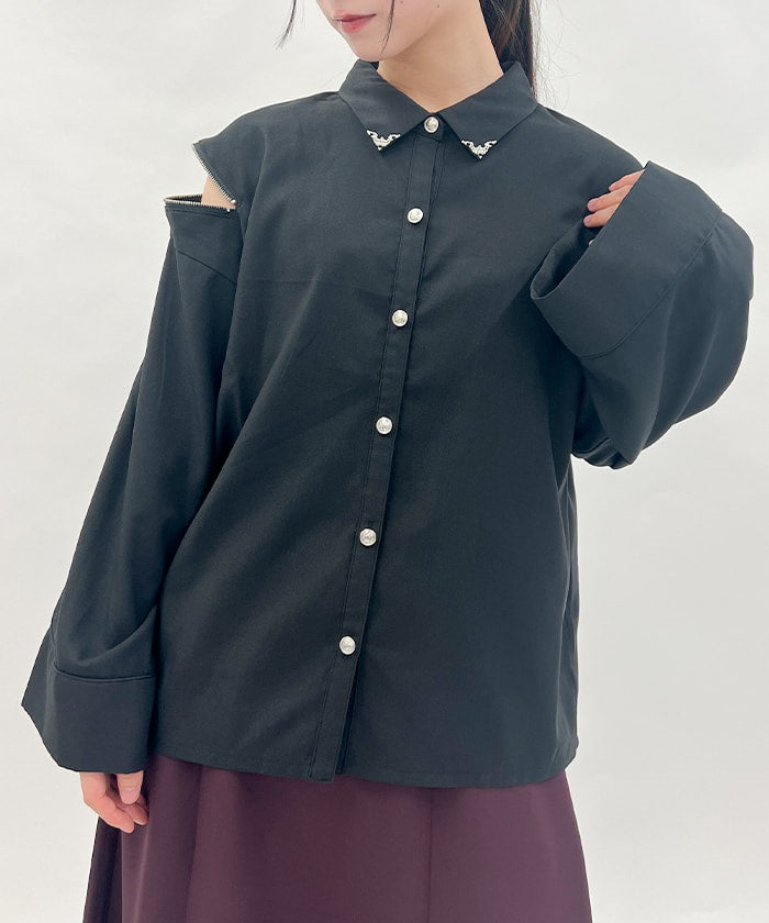 Shoulder Zip Big Shirt