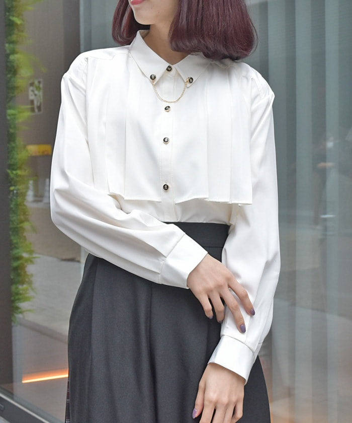 Pleated Shirt with Chain