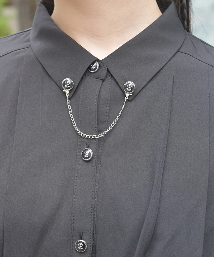 Pleated Shirt with Chain