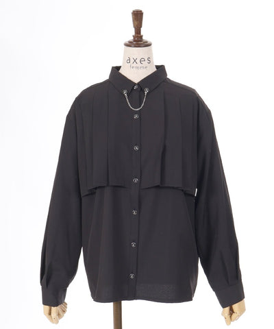 Pleated Shirt with Chain