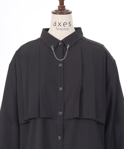 Pleated Shirt with Chain