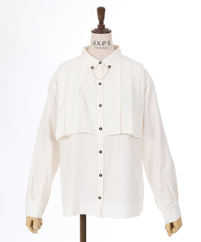 Pleated Shirt with Chain