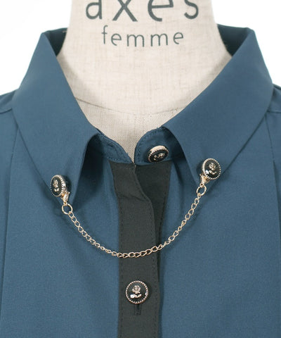 Pleated Shirt with Chain