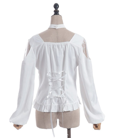 Decollete Lace-Up Blouse