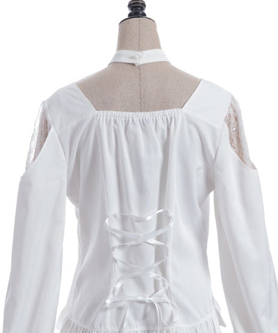 Decollete Lace-Up Blouse