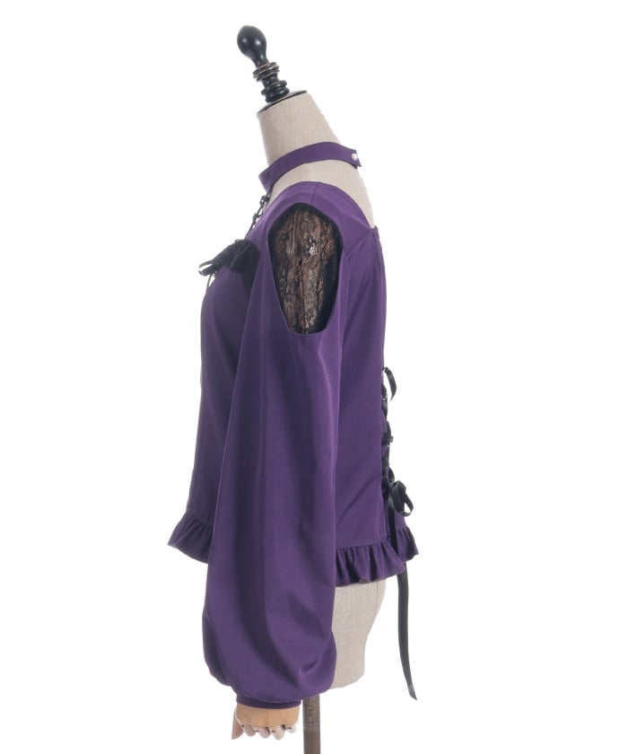 Decollete Lace-Up Blouse