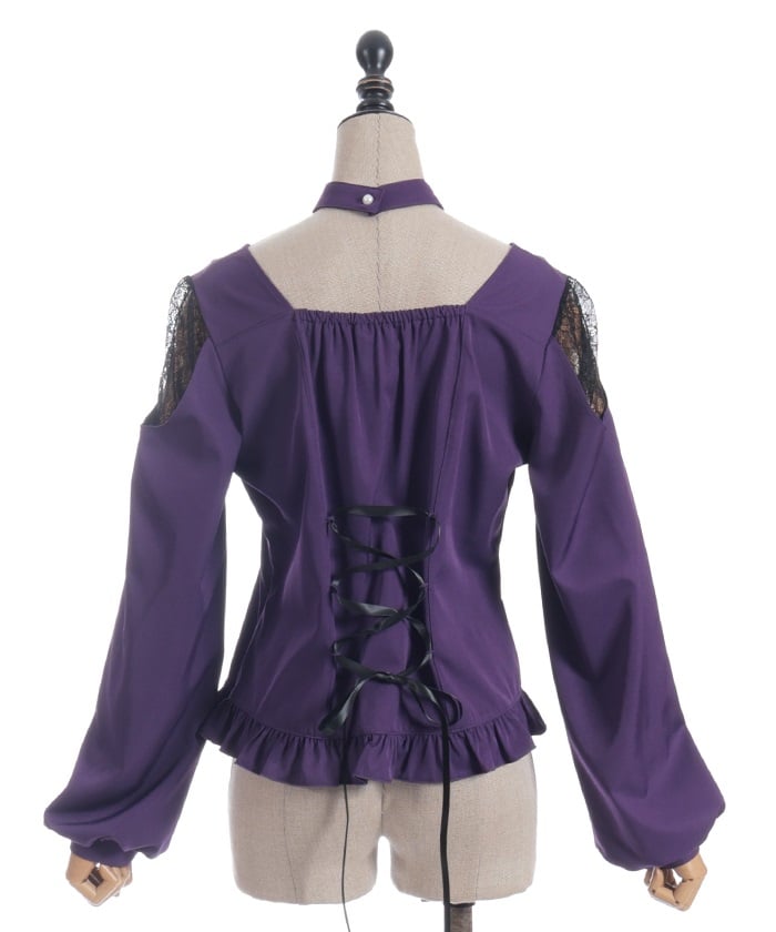 Decollete Lace-Up Blouse