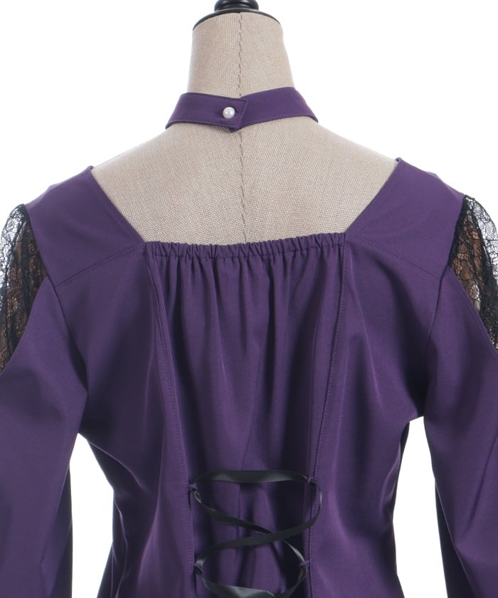 Decollete Lace-Up Blouse