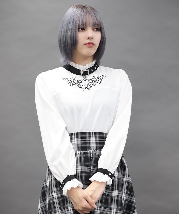 Belt Design Embroidery Blouse