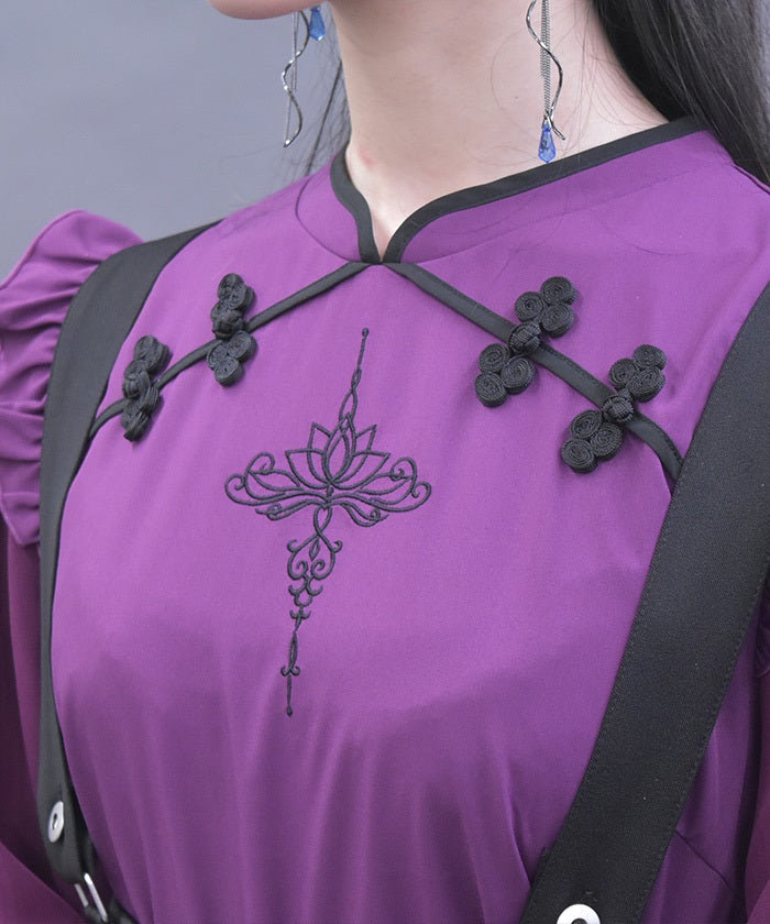 Lotus Embroidery Chinese Blouse