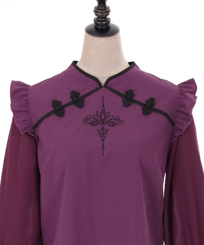 Lotus Embroidery Chinese Blouse (Time-limited Price)