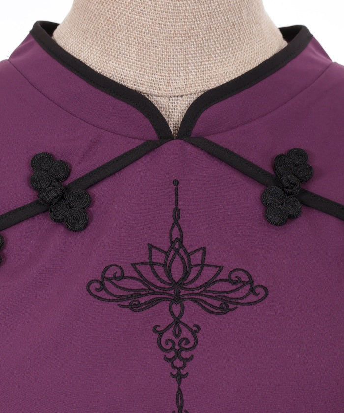 Lotus Embroidery Chinese Blouse