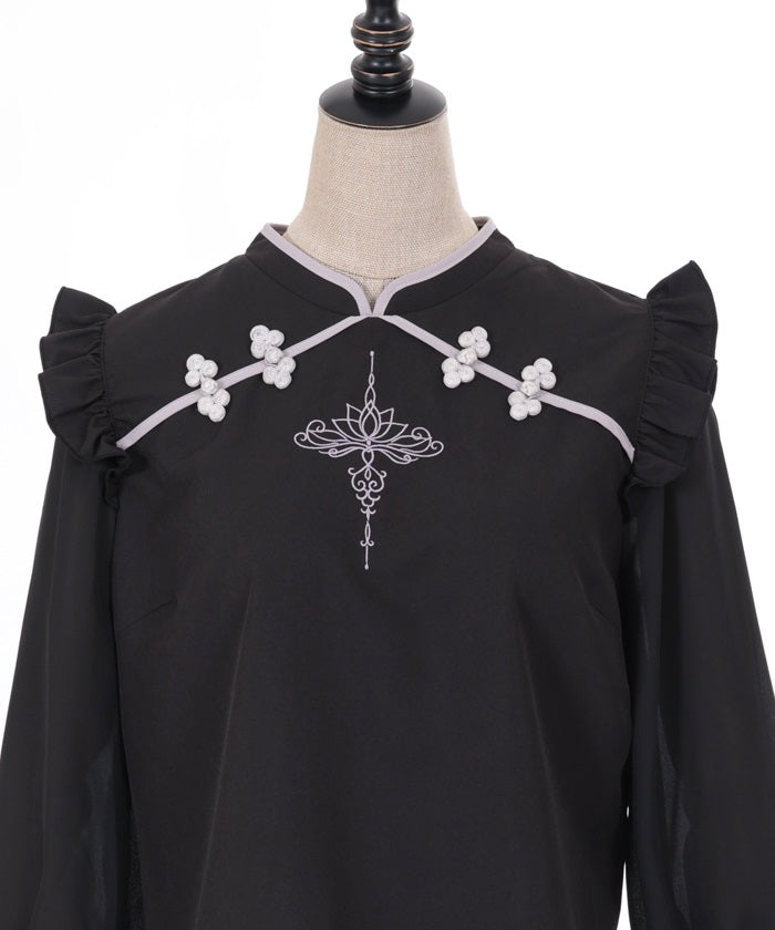 Lotus Embroidery Chinese Blouse (Time-limited Price)