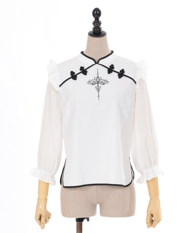 Lotus Embroidery Chinese Blouse