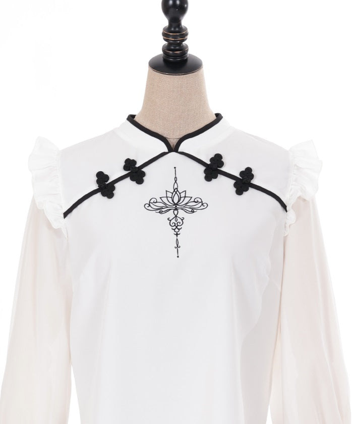 Lotus Embroidery Chinese Blouse (Time-limited Price)