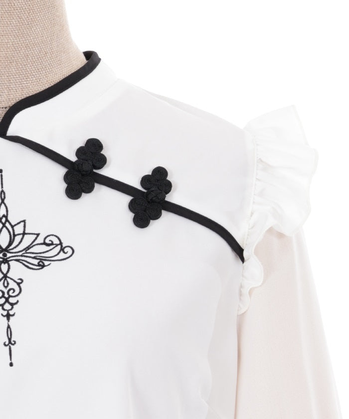 Lotus Embroidery Chinese Blouse (Time-limited Price)