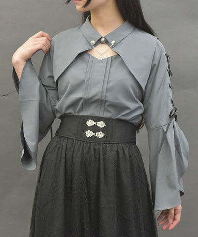 Long Sleeve Blouse with Cross Charm