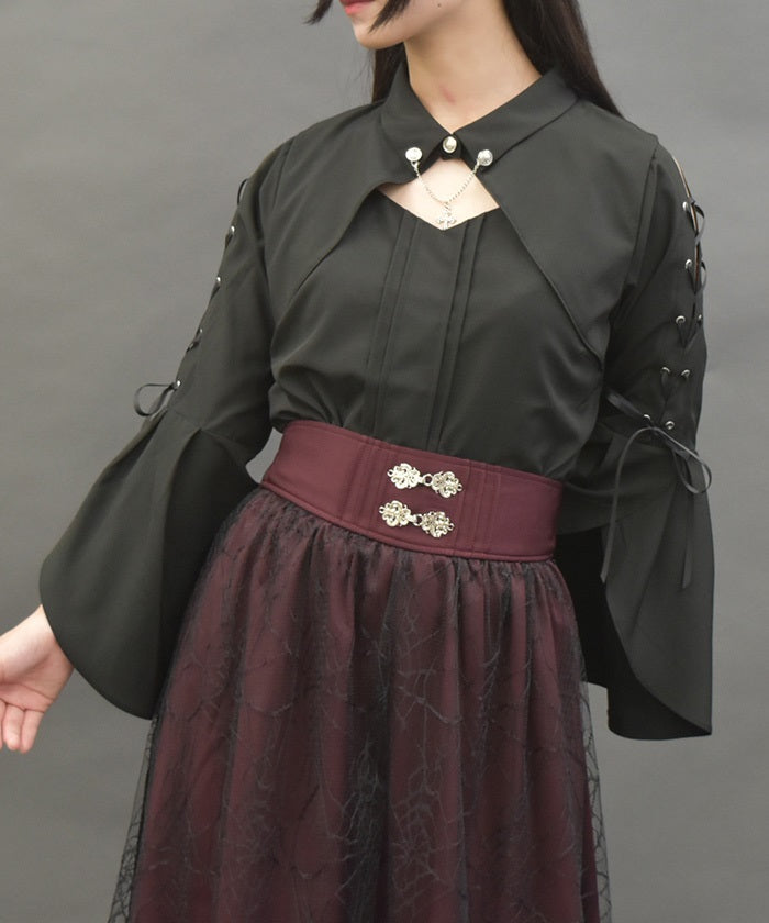 Long Sleeve Blouse with Cross Charm