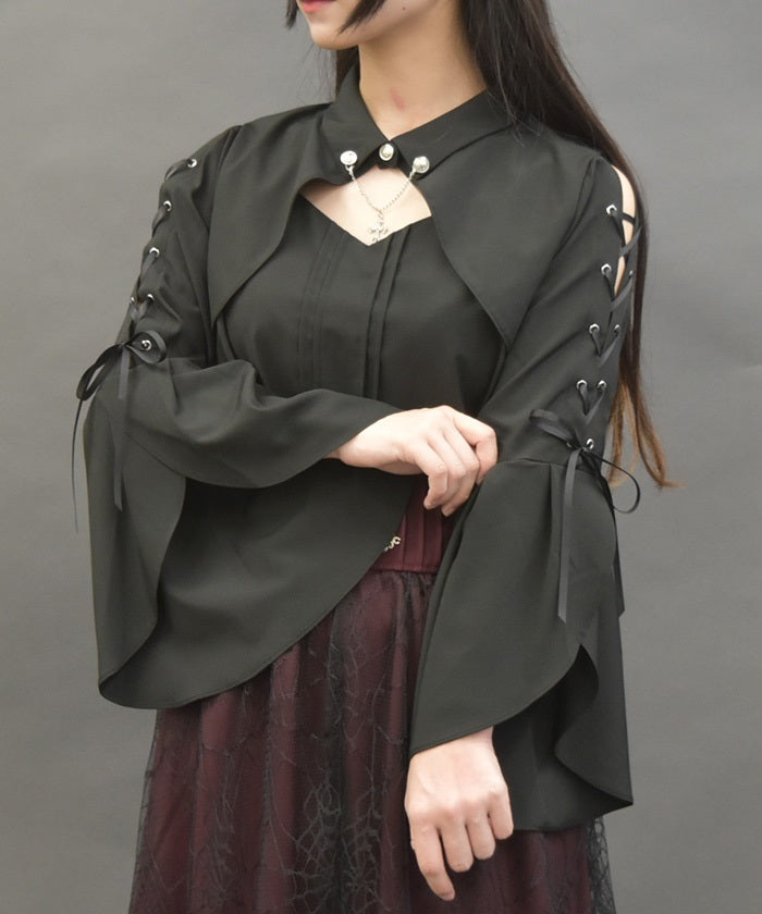 Long Sleeve Blouse with Cross Charm