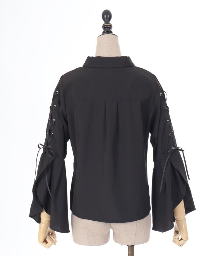 Long Sleeve Blouse with Cross Charm