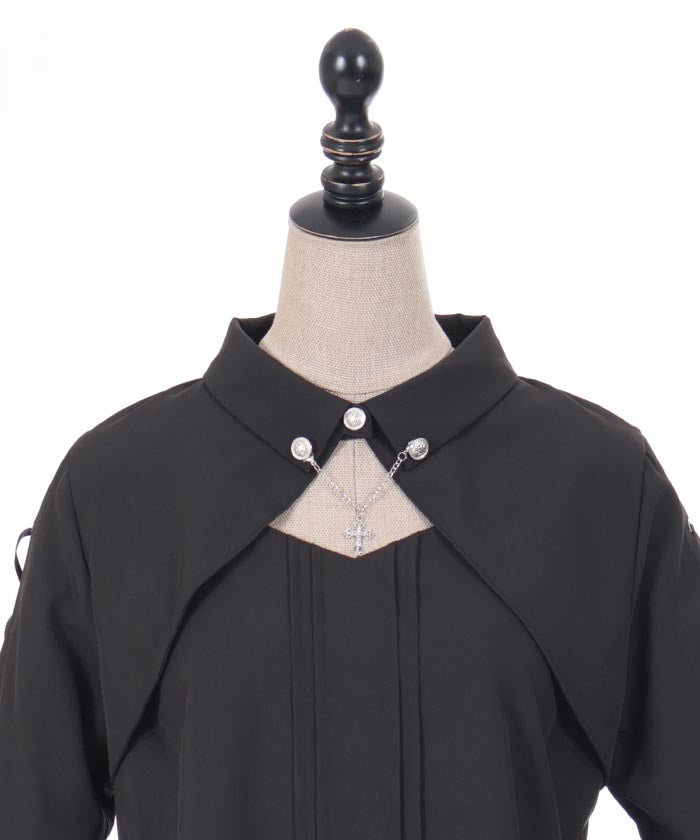 Long Sleeve Blouse with Cross Charm