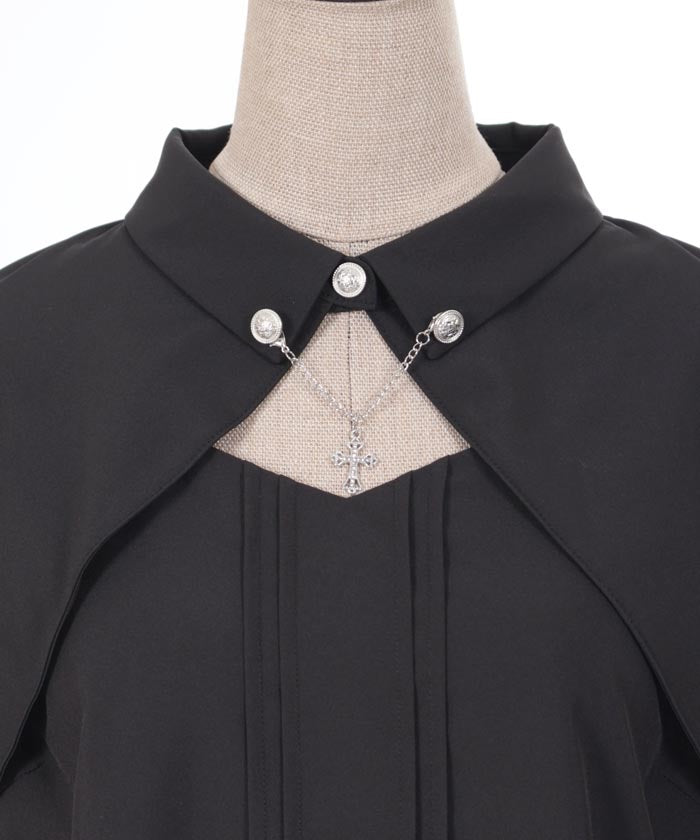 Long Sleeve Blouse with Cross Charm