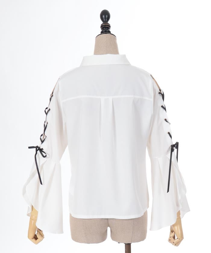 Long Sleeve Blouse with Cross Charm