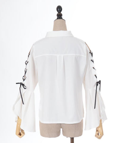 Long Sleeve Blouse with Cross Charm