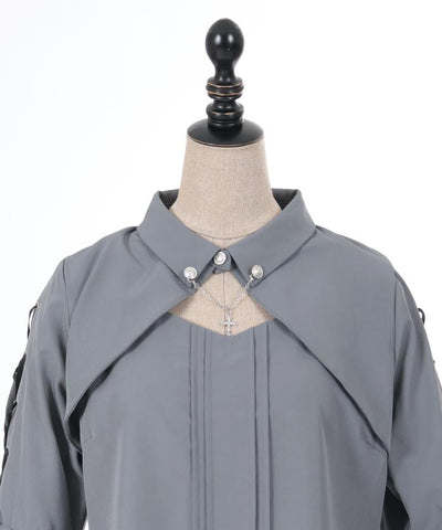 Long Sleeve Blouse with Cross Charm