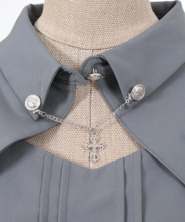 Long Sleeve Blouse with Cross Charm