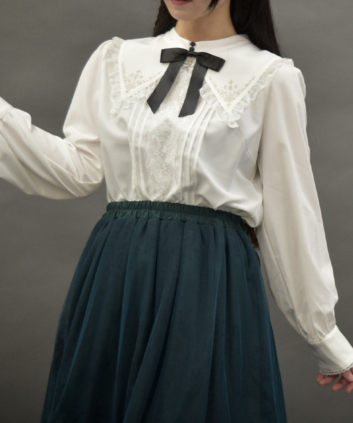 Cross Embroidery Nun Style Blouse – axes femme from JAPAN