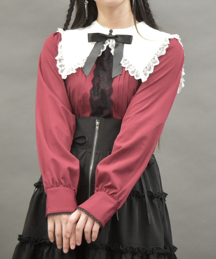Cross Embroidery Nun Style Blouse – axes femme from JAPAN